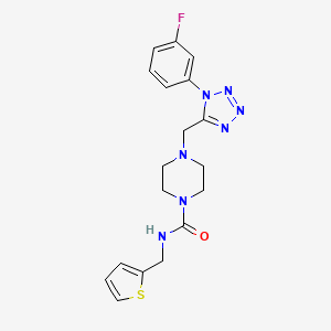 molecular formula C18H20FN7OS B2822958 4-((1-(3-fluorophenyl)-1H-tetrazol-5-yl)methyl)-N-(thiophen-2-ylmethyl)piperazine-1-carboxamide CAS No. 1021254-45-4