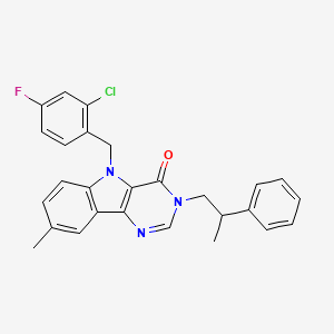 molecular formula C27H23ClFN3O B2822959 5-(2-chloro-4-fluorobenzyl)-8-methyl-3-(2-phenylpropyl)-3H-pyrimido[5,4-b]indol-4(5H)-one CAS No. 1189731-38-1