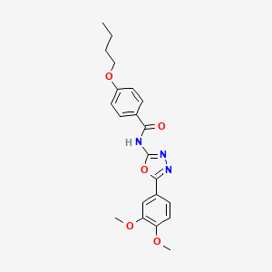 molecular formula C21H23N3O5 B2822963 4-butoxy-N-[5-(3,4-dimethoxyphenyl)-1,3,4-oxadiazol-2-yl]benzamide CAS No. 899963-40-7