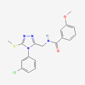 molecular formula C18H17ClN4O2S B2822978 N-{[4-(3-chlorophenyl)-5-(methylsulfanyl)-4H-1,2,4-triazol-3-yl]methyl}-3-methoxybenzamide CAS No. 391918-35-7