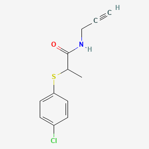molecular formula C12H12ClNOS B2823019 2-[(4-chlorophenyl)sulfanyl]-N-(prop-2-yn-1-yl)propanamide CAS No. 497061-21-9