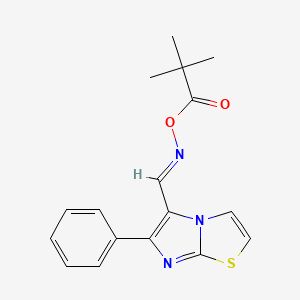molecular formula C17H17N3O2S B2823023 5-({[(2,2-Dimethylpropanoyl)oxy]imino}methyl)-6-phenylimidazo[2,1-b][1,3]thiazole CAS No. 338404-84-5