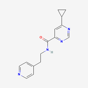 molecular formula C15H16N4O B2823080 6-cyclopropyl-N-[2-(pyridin-4-yl)ethyl]pyrimidine-4-carboxamide CAS No. 2415603-17-5
