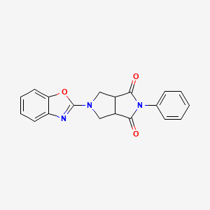 molecular formula C19H15N3O3 B2823088 5-(1,3-Benzoxazol-2-yl)-2-phenyl-octahydropyrrolo[3,4-c]pyrrole-1,3-dione CAS No. 2415585-49-6