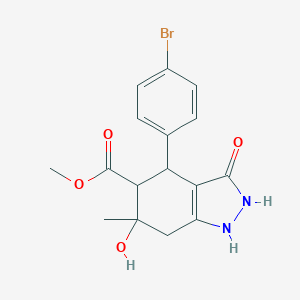 molecular formula C16H17BrN2O4 B282310 methyl 4-(4-bromophenyl)-3,6-dihydroxy-6-methyl-4,5,6,7-tetrahydro-1H-indazole-5-carboxylate 