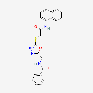 molecular formula C22H18N4O3S B2823130 N-((5-((2-(naphthalen-1-ylamino)-2-oxoethyl)thio)-1,3,4-oxadiazol-2-yl)methyl)benzamide CAS No. 903267-71-0