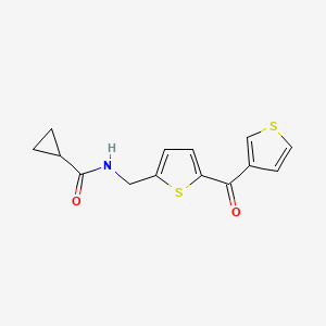 B2823174 N-((5-(thiophene-3-carbonyl)thiophen-2-yl)methyl)cyclopropanecarboxamide CAS No. 1797078-31-9