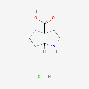 molecular formula C8H14ClNO2 B2823207 rac-(3aR,6aS)-octahydrocyclopenta[b]pyrrole-3a-carboxylic acid hydrochloride CAS No. 2089245-43-0