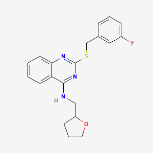 molecular formula C20H20FN3OS B2823221 2-{[(3-fluorophenyl)methyl]sulfanyl}-N-[(oxolan-2-yl)methyl]quinazolin-4-amine CAS No. 422533-24-2