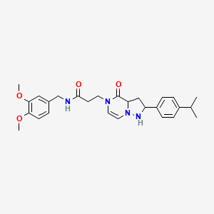 molecular formula C27H30N4O4 B2823228 N-[(3,4-dimethoxyphenyl)methyl]-3-{4-oxo-2-[4-(propan-2-yl)phenyl]-4H,5H-pyrazolo[1,5-a]pyrazin-5-yl}propanamide CAS No. 1326835-27-1