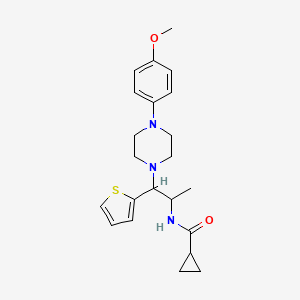 N-(1-(4-(4-methoxyphenyl)piperazin-1-yl)-1-(thiophen-2-yl)propan-2-yl)cyclopropanecarboxamide