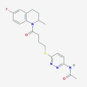 N-(6-((4-(6-fluoro-2-methyl-3,4-dihydroquinolin-1(2H)-yl)-4-oxobutyl)thio)pyridazin-3-yl)acetamide