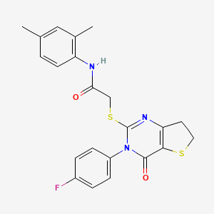molecular formula C22H20FN3O2S2 B2823242 N-(2,4-dimethylphenyl)-2-{[3-(4-fluorophenyl)-4-oxo-3H,4H,6H,7H-thieno[3,2-d]pyrimidin-2-yl]sulfanyl}acetamide CAS No. 687561-33-7