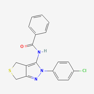molecular formula C18H14ClN3OS B2823259 N-[2-(4-chlorophenyl)-2H,4H,6H-thieno[3,4-c]pyrazol-3-yl]benzamide CAS No. 392252-91-4