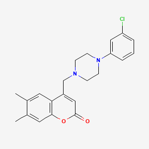 molecular formula C22H23ClN2O2 B2823274 4-{[4-(3-chlorophenyl)piperazin-1-yl]methyl}-6,7-dimethyl-2H-chromen-2-one CAS No. 849537-71-9