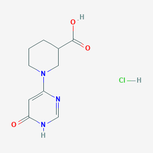 molecular formula C10H14ClN3O3 B2823291 1-(6-Oxo-1H-pyrimidin-4-yl)piperidine-3-carboxylic acid;hydrochloride CAS No. 2361635-37-0