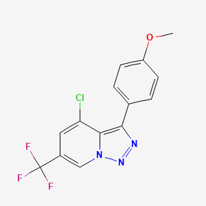 molecular formula C14H9ClF3N3O B2823292 4-Chloro-3-(4-methoxyphenyl)-6-(trifluoromethyl)-[1,2,3]triazolo[1,5-a]pyridine CAS No. 1400872-35-6