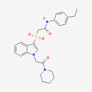 molecular formula C25H29N3O4S B2823302 N-(4-ethylphenyl)-2-((1-(2-oxo-2-(piperidin-1-yl)ethyl)-1H-indol-3-yl)sulfonyl)acetamide CAS No. 878058-75-4