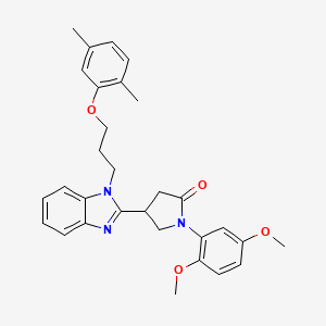 molecular formula C30H33N3O4 B2823308 1-(2,5-dimethoxyphenyl)-4-{1-[3-(2,5-dimethylphenoxy)propyl]-1H-benzimidazol-2-yl}pyrrolidin-2-one CAS No. 862828-63-5