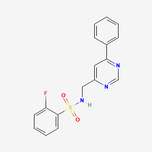 2-fluoro-N-((6-phenylpyrimidin-4-yl)methyl)benzenesulfonamide