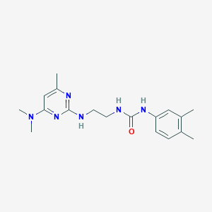 molecular formula C18H26N6O B2823314 1-(2-((4-(Dimethylamino)-6-methylpyrimidin-2-yl)amino)ethyl)-3-(3,4-dimethylphenyl)urea CAS No. 1203245-93-5