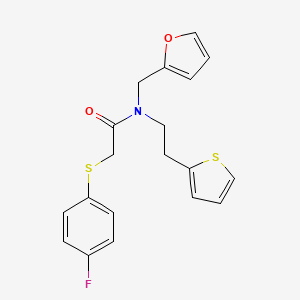 2-((4-fluorophenyl)thio)-N-(furan-2-ylmethyl)-N-(2-(thiophen-2-yl)ethyl)acetamide