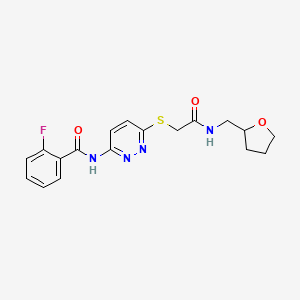 2-fluoro-N-(6-((2-oxo-2-(((tetrahydrofuran-2-yl)methyl)amino)ethyl)thio)pyridazin-3-yl)benzamide