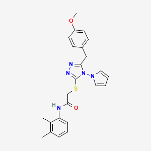 molecular formula C24H25N5O2S B2823366 N-(2,3-dimethylphenyl)-2-((5-(4-methoxybenzyl)-4-(1H-pyrrol-1-yl)-4H-1,2,4-triazol-3-yl)thio)acetamide CAS No. 896306-17-5