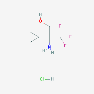 molecular formula C6H11ClF3NO B2823377 2-Amino-2-cyclopropyl-3,3,3-trifluoropropan-1-ol;hydrochloride CAS No. 2305254-76-4