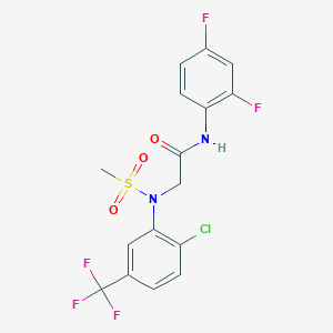 molecular formula C16H12ClF5N2O3S B2823381 2-[2-chloro-N-methylsulfonyl-5-(trifluoromethyl)anilino]-N-(2,4-difluorophenyl)acetamide CAS No. 478067-38-8