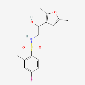 molecular formula C15H18FNO4S B2823392 N-(2-(2,5-dimethylfuran-3-yl)-2-hydroxyethyl)-4-fluoro-2-methylbenzenesulfonamide CAS No. 2310038-28-7