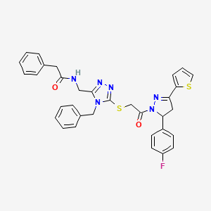 N-[[4-benzyl-5-[2-[3-(4-fluorophenyl)-5-thiophen-2-yl-3,4-dihydropyrazol-2-yl]-2-oxoethyl]sulfanyl-1,2,4-triazol-3-yl]methyl]-2-phenylacetamide