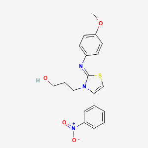 (Z)-3-(2-((4-methoxyphenyl)imino)-4-(3-nitrophenyl)thiazol-3(2H)-yl)propan-1-ol
