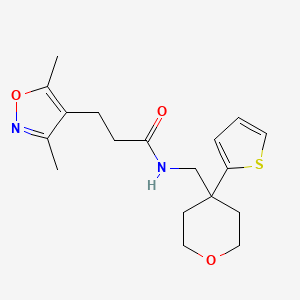 molecular formula C18H24N2O3S B2823406 3-(3,5-DIMETHYL-1,2-OXAZOL-4-YL)-N-{[4-(THIOPHEN-2-YL)OXAN-4-YL]METHYL}PROPANAMIDE CAS No. 1325706-96-4