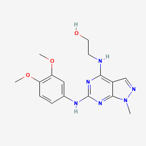 2-((6-((3,4-dimethoxyphenyl)amino)-1-methyl-1H-pyrazolo[3,4-d]pyrimidin-4-yl)amino)ethanol