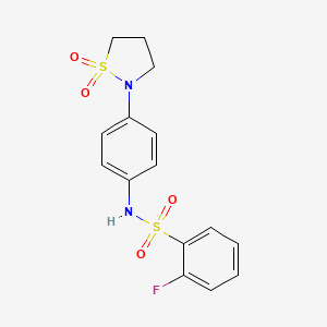 N-[4-(1,1-dioxo-1,2-thiazolidin-2-yl)phenyl]-2-fluorobenzenesulfonamide