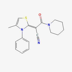 (Z)-2-(4-methyl-3-phenylthiazol-2(3H)-ylidene)-3-oxo-3-(piperidin-1-yl)propanenitrile
