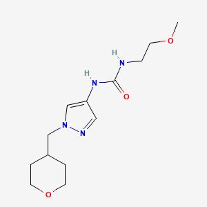 B2823431 1-(2-methoxyethyl)-3-(1-((tetrahydro-2H-pyran-4-yl)methyl)-1H-pyrazol-4-yl)urea CAS No. 1705976-75-5