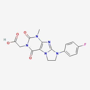 molecular formula C16H14FN5O4 B2823446 2-[6-(4-Fluorophenyl)-4-methyl-1,3-dioxo-7,8-dihydropurino[7,8-a]imidazol-2-yl]acetic acid CAS No. 878736-53-9