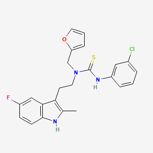 molecular formula C23H21ClFN3OS B2823450 3-(3-chlorophenyl)-1-(2-(5-fluoro-2-methyl-1H-indol-3-yl)ethyl)-1-(furan-2-ylmethyl)thiourea CAS No. 851970-77-9