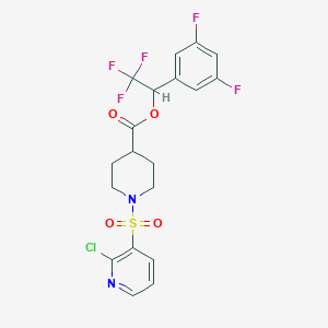 molecular formula C19H16ClF5N2O4S B2823452 1-(3,5-Difluorophenyl)-2,2,2-trifluoroethyl 1-[(2-chloropyridin-3-yl)sulfonyl]piperidine-4-carboxylate CAS No. 949284-88-2