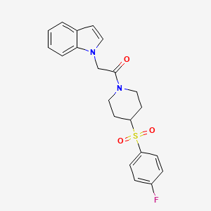 molecular formula C21H21FN2O3S B2823453 1-(4-((4-fluorophenyl)sulfonyl)piperidin-1-yl)-2-(1H-indol-1-yl)ethanone CAS No. 1797016-44-4