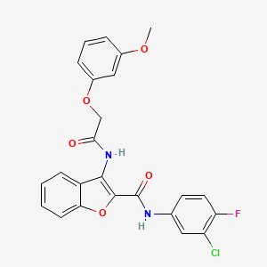 molecular formula C24H18ClFN2O5 B2823457 N-(3-chloro-4-fluorophenyl)-3-(2-(3-methoxyphenoxy)acetamido)benzofuran-2-carboxamide CAS No. 888467-17-2