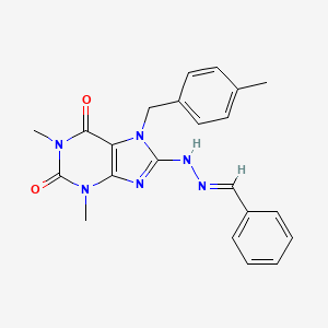 (E)-8-(2-benzylidenehydrazinyl)-1,3-dimethyl-7-(4-methylbenzyl)-1H-purine-2,6(3H,7H)-dione