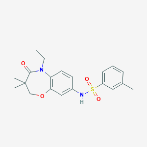molecular formula C20H24N2O4S B2823479 N-(5-乙基-3,3-二甲基-4-酮-2,3,4,5-四氢苯并[b][1,4]噁唑-8-基)-3-甲基苯磺酰胺 CAS No. 922097-75-4
