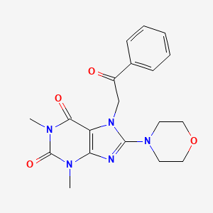 molecular formula C19H21N5O4 B2823482 1,3-dimethyl-8-morpholino-7-(2-oxo-2-phenylethyl)-1H-purine-2,6(3H,7H)-dione CAS No. 111442-55-8