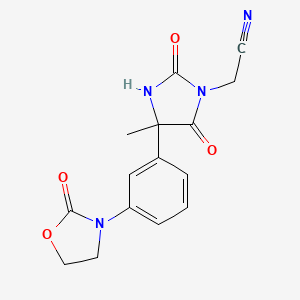 B2823502 2-{4-Methyl-2,5-dioxo-4-[3-(2-oxo-1,3-oxazolidin-3-yl)phenyl]imidazolidin-1-yl}acetonitrile CAS No. 1252487-48-1