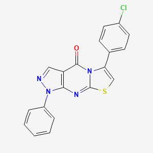 molecular formula C19H11ClN4OS B2823529 6-(4-chlorophenyl)-1-phenylpyrazolo[3,4-d][1,3]thiazolo[3,2-a]pyrimidin-4(1H)-one CAS No. 478247-53-9