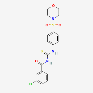 molecular formula C18H18ClN3O4S2 B2823543 3-chloro-N-((4-(morpholinosulfonyl)phenyl)carbamothioyl)benzamide CAS No. 665006-74-6
