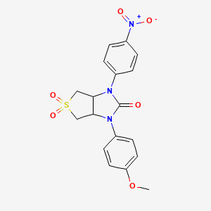 molecular formula C18H17N3O6S B2823547 1-(4-甲氧苯基)-3-(4-硝基苯基)-四氢-1H-噻吩并[3,4-d]咪唑-2(3H)-酮-5,5-二氧化物 CAS No. 620543-58-0